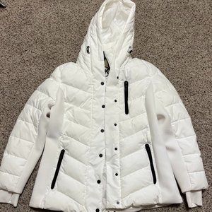 MICHAEL KORS Hooded Down Zip Puffer Jacket | Women's Large | Winter White